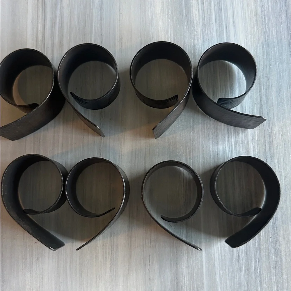 8 Pier One Burnished Copper Hammered Metal Napkin Rings